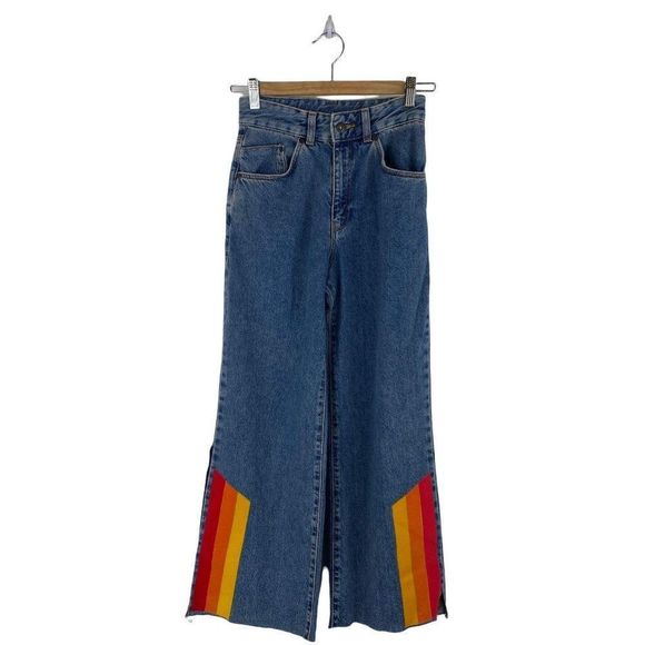 THE RAGGED PRIEST Wide Leg Cut Out Jeans - Picture 1 of 7